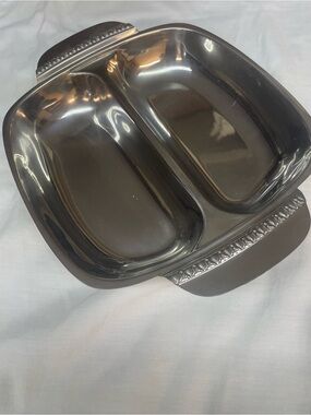 Source Unknown Stainless Steel Double Compartment Serving Tray - Silver